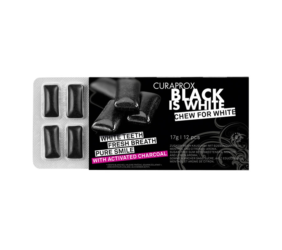 Жевательная резинка Курапрокс серии "Black is White" без сахара, 12 шт