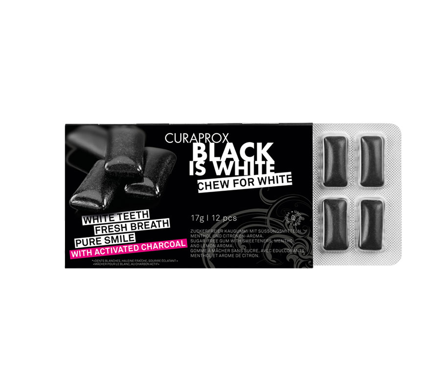 Жевательная резинка Курапрокс серии "Black is White" без сахара, 12 шт